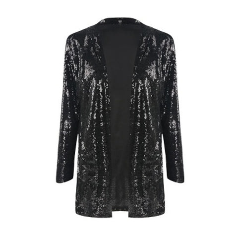 New Design Notched Collar Fashion Sequined Coat CODE: KAR1890