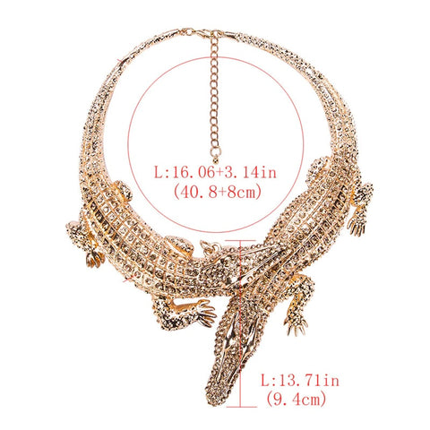 New Design Exaggerated Punk Full Crystal Crocodile Necklace CODE: KAR1896