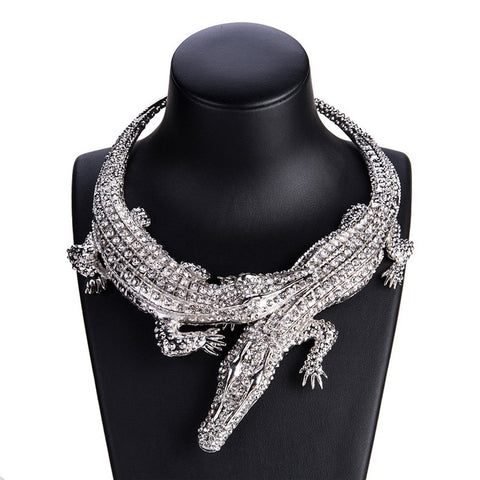New Design Exaggerated Punk Full Crystal Crocodile Necklace CODE: KAR1896