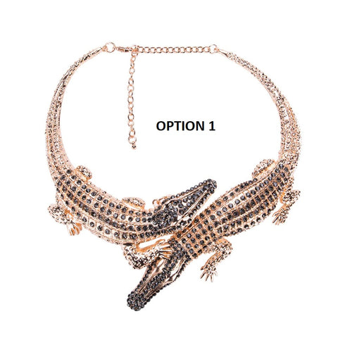 New Design Exaggerated Punk Full Crystal Crocodile Necklace CODE: KAR1896