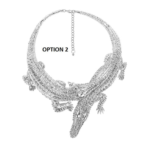 New Design Exaggerated Punk Full Crystal Crocodile Necklace CODE: KAR1896