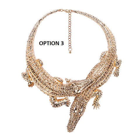 New Design Exaggerated Punk Full Crystal Crocodile Necklace CODE: KAR1896