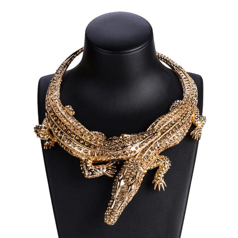 New Design Exaggerated Punk Full Crystal Crocodile Necklace CODE: KAR1896