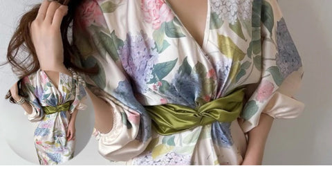New Japan Style Elegant Floral Midi Bodycon Dress CODE: KAR1904