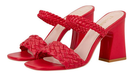 Summer Casual Fashion Weave  Square Toe Thick Heel CODE: KAR1908