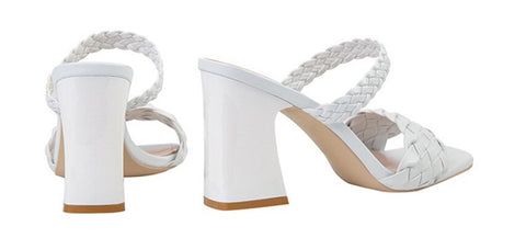 Summer Casual Fashion Weave  Square Toe Thick Heel CODE: KAR1908