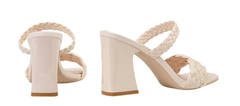 Summer Casual Fashion Weave  Square Toe Thick Heel CODE: KAR1908