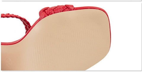 Summer Casual Fashion Weave  Square Toe Thick Heel CODE: KAR1908