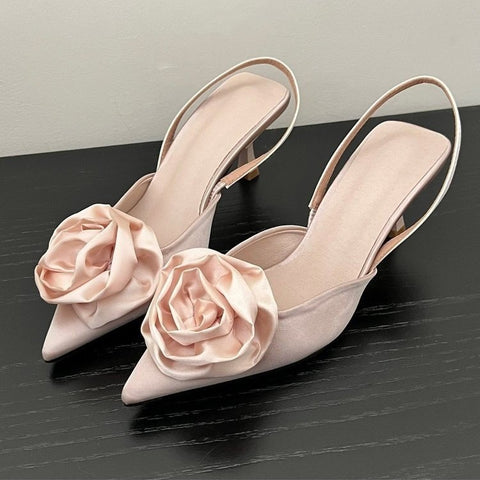 New Fashion Brand Flower Slingbacks Thin High Heels Pointed Toe  Sandals CODE: KAR1912