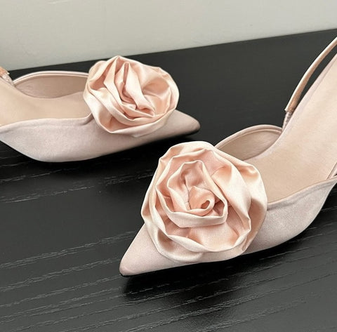 New Fashion Brand Flower Slingbacks Thin High Heels Pointed Toe  Sandals CODE: KAR1912