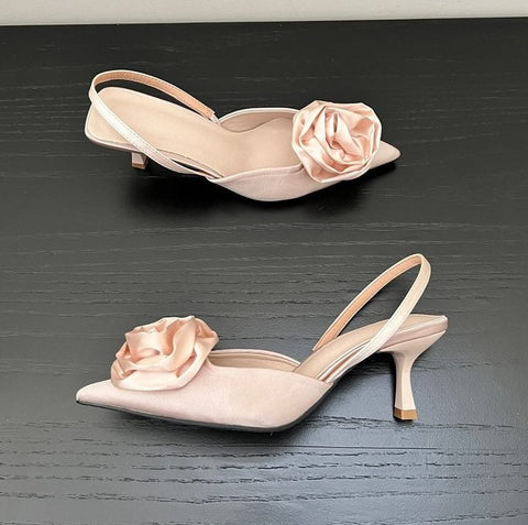 New Fashion Brand Flower Slingbacks Thin High Heels Pointed Toe  Sandals CODE: KAR1912