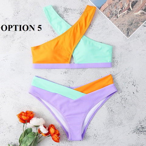New Color block Sexy High Waist Cross Wrap Swimwear CODE: KAR1915