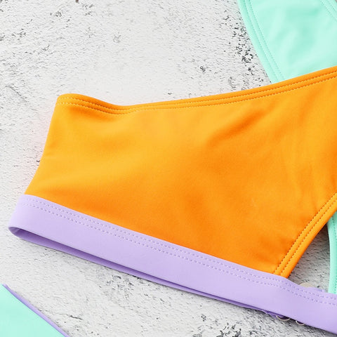 New Color block Sexy High Waist Cross Wrap Swimwear CODE: KAR1915