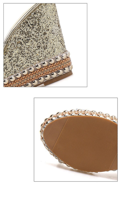 Rhinestone rivets accessories High-heeled sandals CODE: KAR1932
