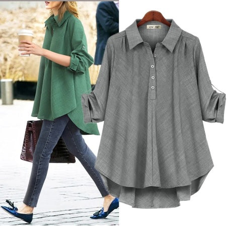 Autumn New Turn-down Collar Casual Loose Shirt CODE: KAR1935