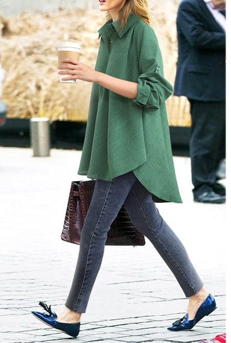 Autumn New Turn-down Collar Casual Loose Shirt CODE: KAR1935