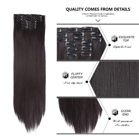 New Clip On Hair Extension Straight Hairpiece CODE: KAR1936