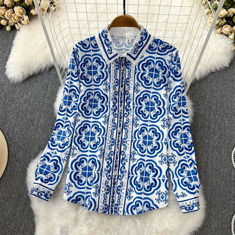 Summer Fashion Style Printed Casual Loose Long Sleeve Top+ Pant CODE: KAR1942