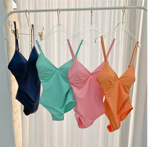 Solid Slimly Sexy Push up beachwear Macaron Hot Spring bathing Swimsuit CODE: KAR985