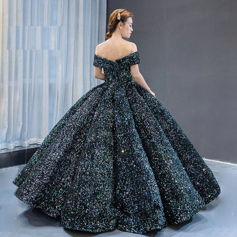 Long Off Shoulder Fluffy Luxury Princess Formal Party Prom Dress CODE: KAR998