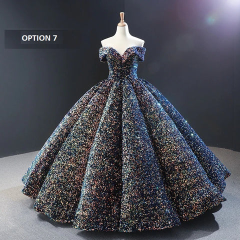 Long Off Shoulder Fluffy Luxury Princess Formal Party Prom Dress CODE: KAR998