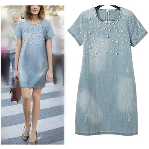Embroidery Beaded Denim Dresses CODE: KAR103