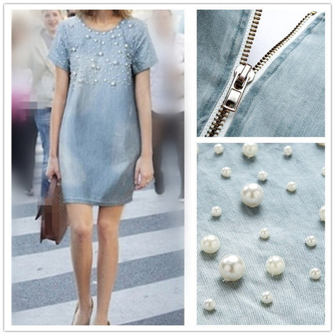 Embroidery Beaded Denim Dresses CODE: KAR103