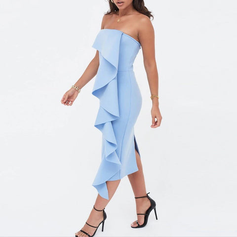 Sexy Club Summer Strapless Ruffled Party Dress CODE: KAR131