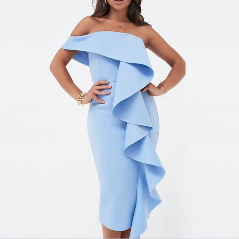 Sexy Club Summer Strapless Ruffled Party Dress CODE: KAR131