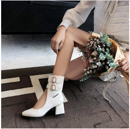 Sexy Hasp studded high heel women's leather high heel shallow shoes CODE: KAR240