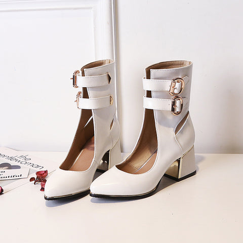 Sexy Hasp studded high heel women's leather high heel shallow shoes CODE: KAR240