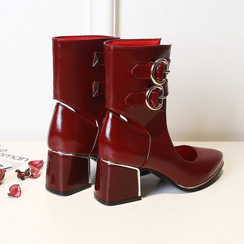 Sexy Hasp studded high heel women's leather high heel shallow shoes CODE: KAR240