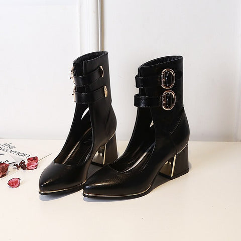 Sexy Hasp studded high heel women's leather high heel shallow shoes CODE: KAR240