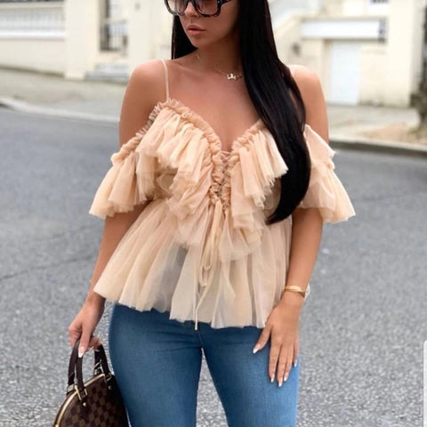 Lady short sleeve sexy lace tee shirt summer spaghetti strap women tops CODE: KAR323