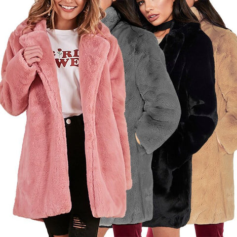 Jacket Bomber Turn Down Collar Flocking Cardigan Rabbit Fur Loose Outwear CODE: KAR358
