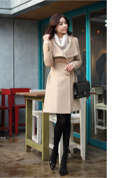 New Medium-length Woolen Overcoat Self-improvemnt and Collar-erecting CODE: KAR371