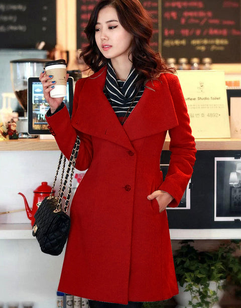 New Medium-length Woolen Overcoat Self-improvemnt and Collar-erecting CODE: KAR371