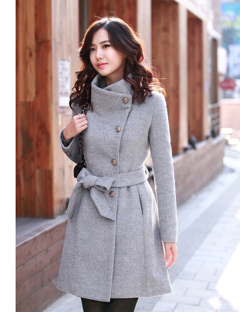 New Medium-length Woolen Overcoat Self-improvemnt and Collar-erecting CODE: KAR371