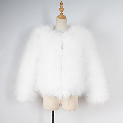 Fur Coats Winter Shaggy Collarless Casual Short Outerwear Hairy Long Sleeve CODE: KAR372