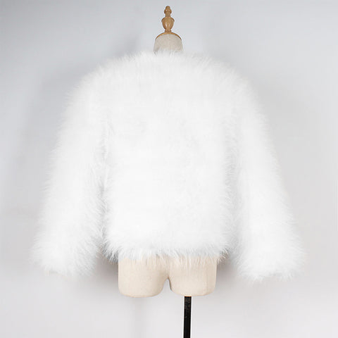 Fur Coats Winter Shaggy Collarless Casual Short Outerwear Hairy Long Sleeve CODE: KAR372