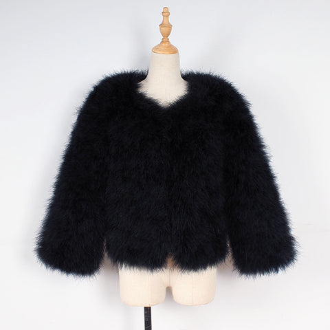 Fur Coats Winter Shaggy Collarless Casual Short Outerwear Hairy Long Sleeve CODE: KAR372