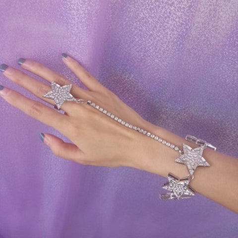 Rhinestone Star Charms Sexy Hand Chain For Women Fashion Jewelry CODE: KAR409