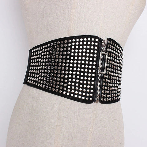 Girl Wide Elastic Waist Belt Stretch Waistband Corset Cinch Belts Female Black CODE: KAR427