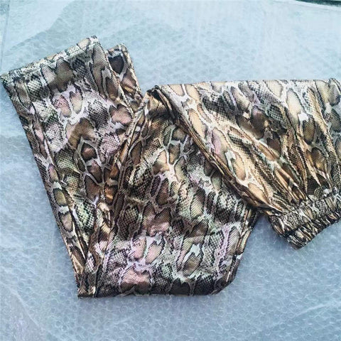 Snake Contrast Pocket Top & Pants Design Pant 2 Piece Set Women In stock CODE: KAR510