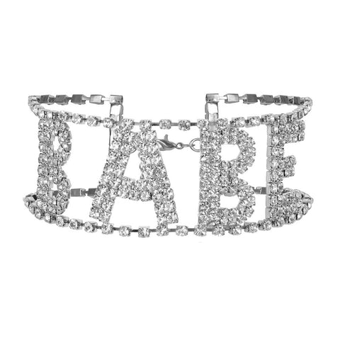 Luxury Women Babe Letter Rhinestone Inlaid Choker Necklace CODE: KAR586