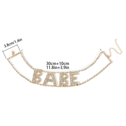 Luxury Women Babe Letter Rhinestone Inlaid Choker Necklace CODE: KAR586
