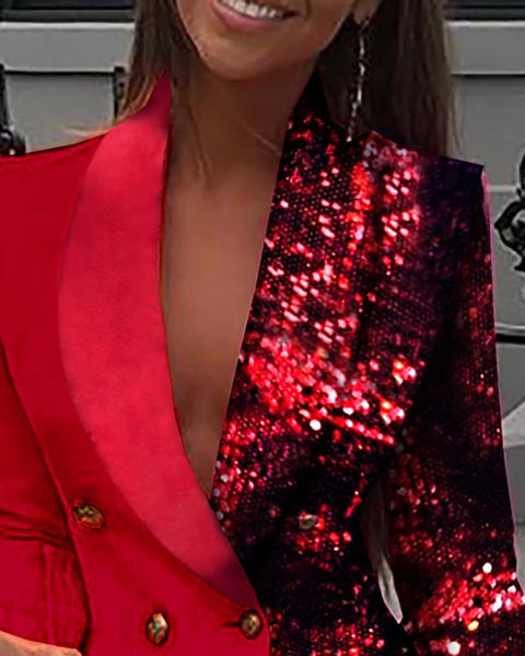 Long Sleeve Blazer Dress Women Sexy Deep V Neck Mini Party CODE: KAR589