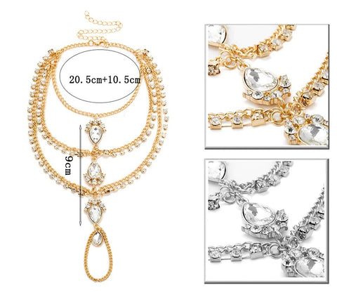 Rhinestone Anklets for Foot Barefoot Sandals Ankle Jewelry CODE: KAR590