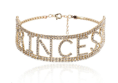Rhinestone Bling Choker Necklace Letter PRINCESS Wedding Accessories CODE: KAR591