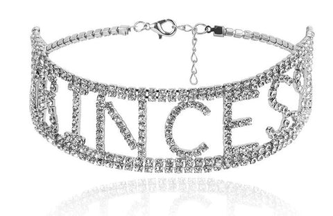 Rhinestone Bling Choker Necklace Letter PRINCESS Wedding Accessories CODE: KAR591